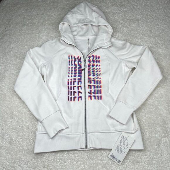 Lululemon Scuba Full Zip Hoodie White Seawheeze NEW - Picture 2 of 14